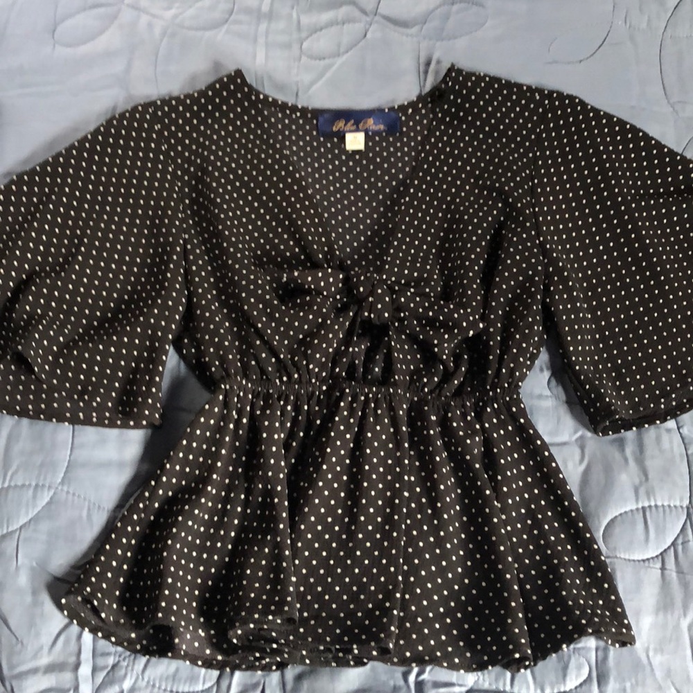 Polka Dot Cut Out Blouse